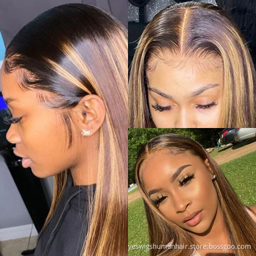 Cheap Hd Full 27 Colored Lace Frontal Wig Raw Indian 100% Virgin Human Hair Highlight Lace Front Wig Human Hair For Black Women